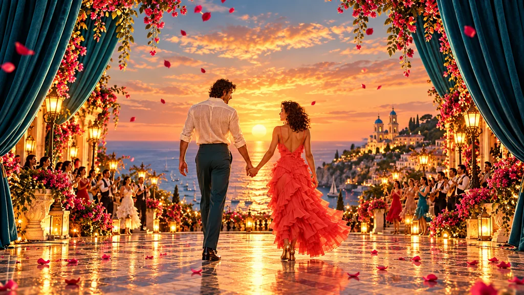 Le couple s’éloigne vers le soleil couchant pour la dernière image du clip