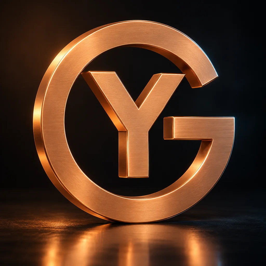 Le monogramme YG décliné en cuivre, en volume